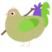 A beige and grass chicken with a lace pattern