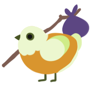 Shrok, a orange and apple chicken with a head pattern