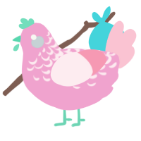 A pink and rose chicken with a half-lace pattern