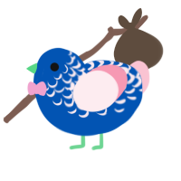 A ultramarine and rose chicken with a half-lace pattern