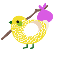 Here comes the sun, a yellow and cream chicken with a lace pattern