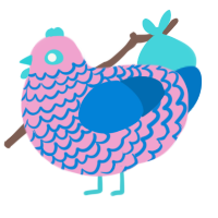 A pink and sapphire chicken with a lace pattern