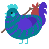 A sea and indigo chicken with a bar pattern