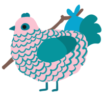Maria, a rose and teal chicken with a lace pattern
