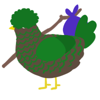 possible vmob, a bark and leaf chicken with a lace pattern