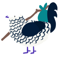 A white and tumblr chicken with a lace pattern