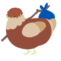 Drumstick, a russet and beige chicken with a head pattern