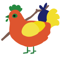 (unnamed), a vermilion and yellow chicken