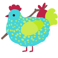 (unnamed), a aqua and lime chicken with a speckle pattern