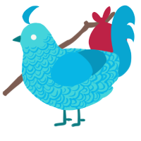 A aqua and cerulean chicken with a double-lace pattern
