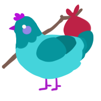 A cerulean and teal chicken with a head pattern