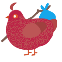 (unnamed), a crimson and red chicken with a double-lace pattern