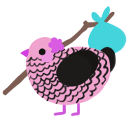 Damsel, a pink and sable chicken with a lace pattern