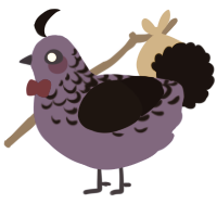 Borth, a indigo and black chicken with a half-lace pattern