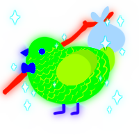 Threat, a viridian and olive chicken with a lace pattern