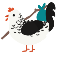 A white and sable chicken with a half-lace pattern