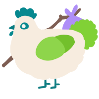 A cream and grass chicken