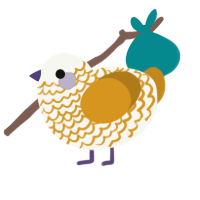 sunny side, a white and ochre chicken with a lace pattern
