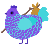 (unnamed), a blurple and aqua chicken with a lace pattern
