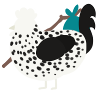 (unnamed), a white and sable chicken with a speckle pattern