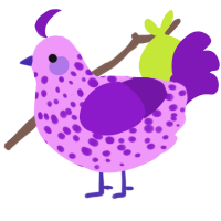 A lavender and violet chicken with a speckle pattern