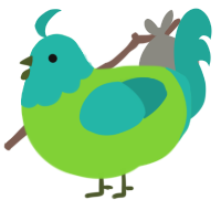 (unnamed), a grass and turquoise chicken with a head pattern