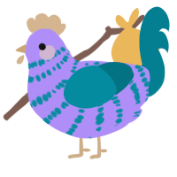 A lilac and sea chicken with a bar pattern