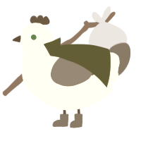 Robert, a cream and grey chicken