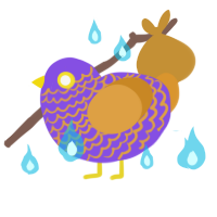 Haunter, a blurple and orange chicken with a lace pattern