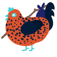 A vermilion and tumblr chicken with a speckle pattern