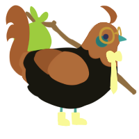 A black and russet chicken with a head pattern