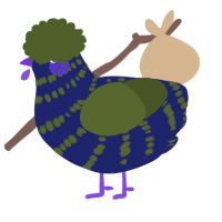 A navy and olive chicken with a bar pattern