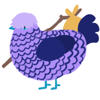 A lilac and navy chicken with a lace pattern