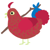 (unnamed), a red and crimson chicken with a speckle pattern