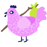 A lavender chicken with a speckle pattern