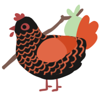 A sable and vermilion chicken with a lace pattern