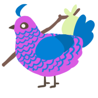 A orchid and sapphire chicken with a lace pattern