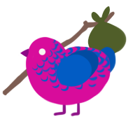 Raging Bisexual, a fuchsia and ultramarine chicken with a half-lace pattern