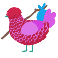 A crimson and orchid chicken with a lace pattern