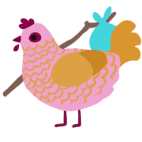 A pink and orange chicken with a lace pattern