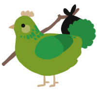 aw dang it, a chartreuse and viridian chicken with a neck-speckle pattern