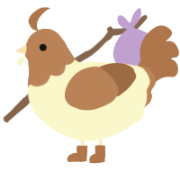 Evans, a cream and brown chicken with a head pattern