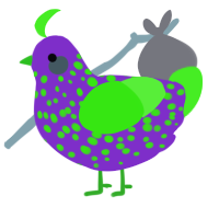 A grass and amethyst chicken with a speckle pattern