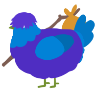 A indigo and sapphire chicken with a head pattern
