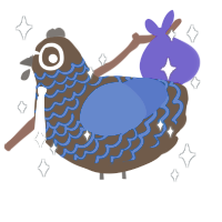 Moro, a bark and ultramarine chicken with a lace pattern