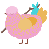 Vintage, a pink and honey chicken with a speckle pattern
