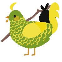 A chartreuse and yellow chicken with a lace pattern