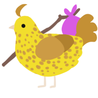 A yellow and gold chicken with a speckle pattern