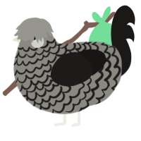 A ash and sable chicken with a lace pattern