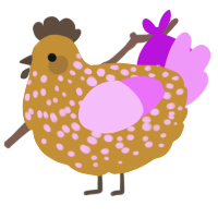 Orange Cake, a gold and lavender chicken with a speckle pattern